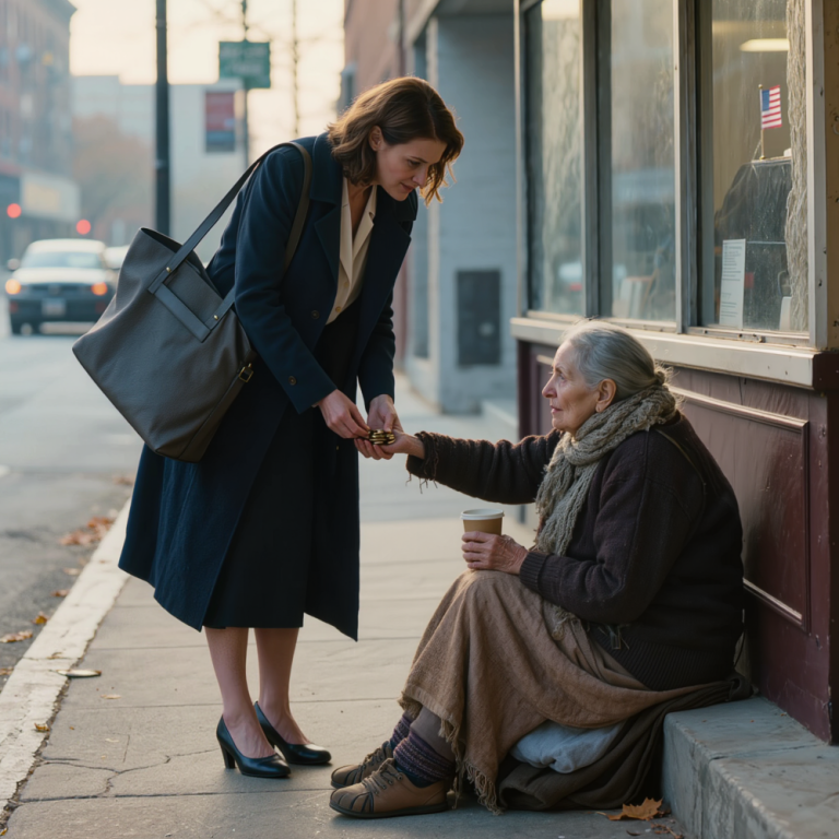 After the divorce, I got a new job. Every day on the way to work, I left a little change for an old lady sitting by the roadside. One day, as I was bending down, she suddenly grabbed my hand tightly and said, ‘You’ve done so much for me. Don’t go home tonight. Stay at a hotel, tomorrow you’ll understand why.’