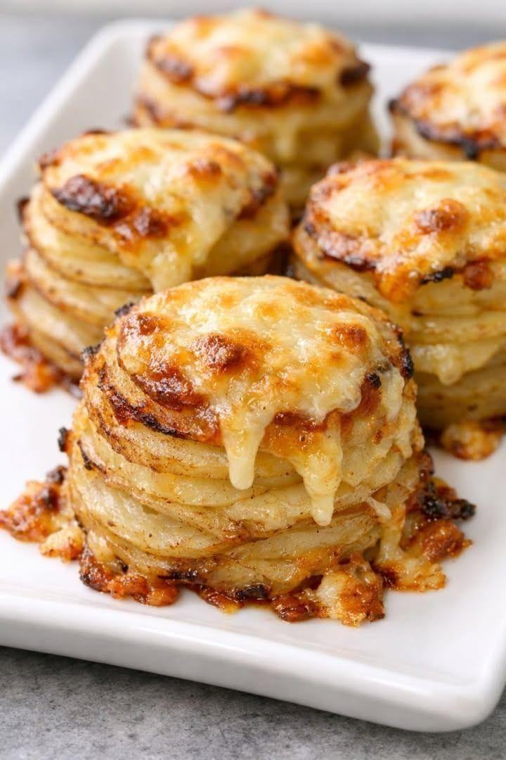 Crispy 4-Ingredient Cheesy Potato Stacks