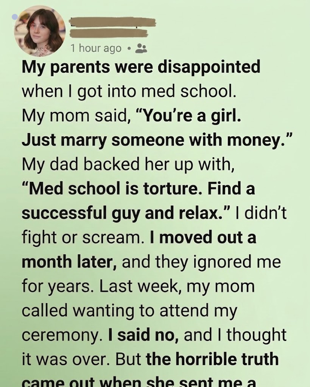 My Parents Told Me to Marry Wealth Instead of Becoming a Doctor—Seven Years Later, My Mom’s Letter Shattered Me